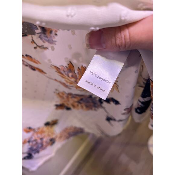 Maurices Floral Swiss Dot Kimono Cardigan L/XL Ivory Boho Layer - Picture 3 of 5